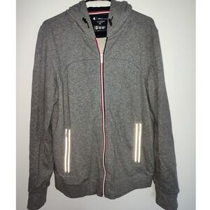 Fourlaps‎ Mens Re-Up Full Zip Hoodie Heather Grey Reflective Athletic Jacket M